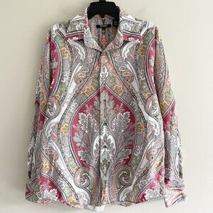 Mondo Di Marco Button Up Shirt Mens L Fun Colors Paisley Long Sleeves Collared